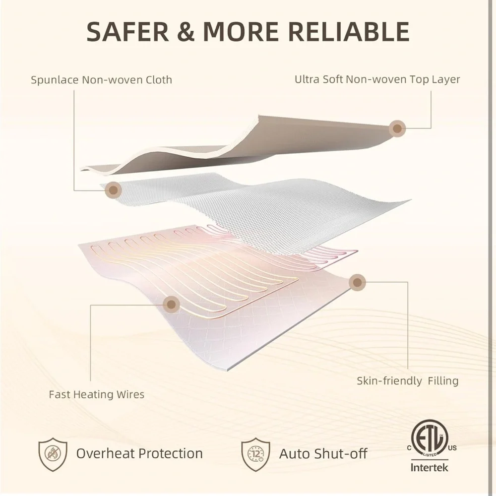 Bwarm Electric Heated Mattress Pad Full Size, 54